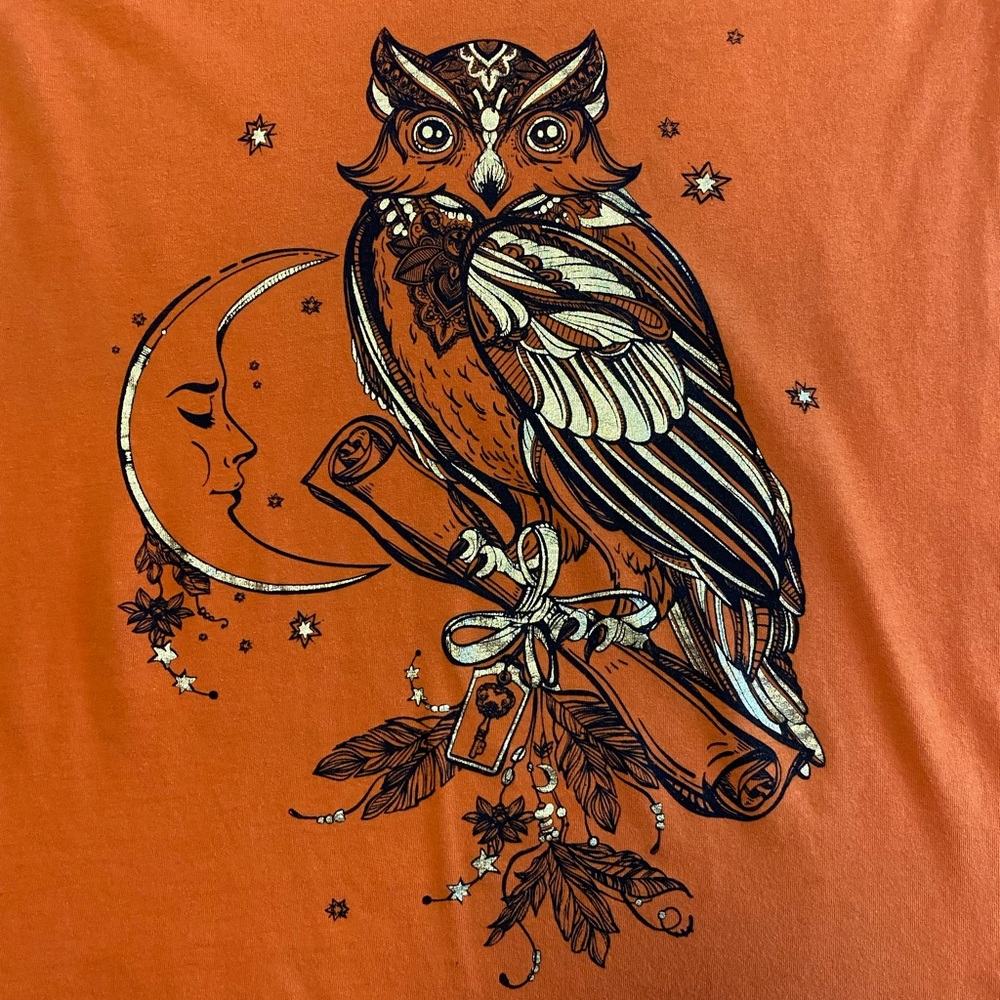 Orange Owl Graphic Women's Short Sleeve‎ Tee - *please read notes* - Picture 5 of 16